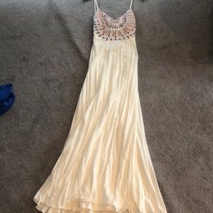 White maxi dress with patterned front